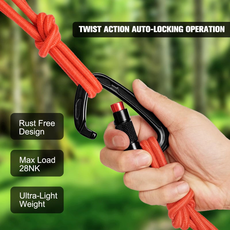 Oupeng sky Auto Locking Carabiner Clips - 28KN (6172lbs) Heavy Duty Caribeaners ï¼Œ4PCS Large Carabiner Clip for Keychainsï¼ŒHammockï¼ŒCamping, Gym, Hiking, Outdoor ï¼ŒDog Leash - Image 4