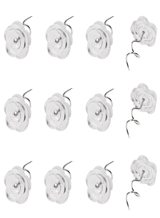 Mini Skater 30 Pack Twist Pins with Small Box Transparent Metal Rose Heads Shape Screw Headliner Hold Upholstery Bedskirts Fixed Blankets Car Slip Couch Furniture Covers in Place - Image 3