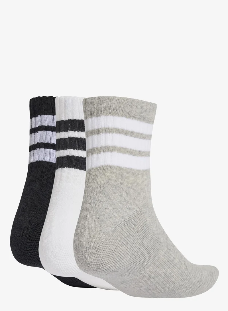 اديداس ثلاثة أزواج من جوارب 3 STRIPES CUSHIONED SPORTSWEAR MID CUT