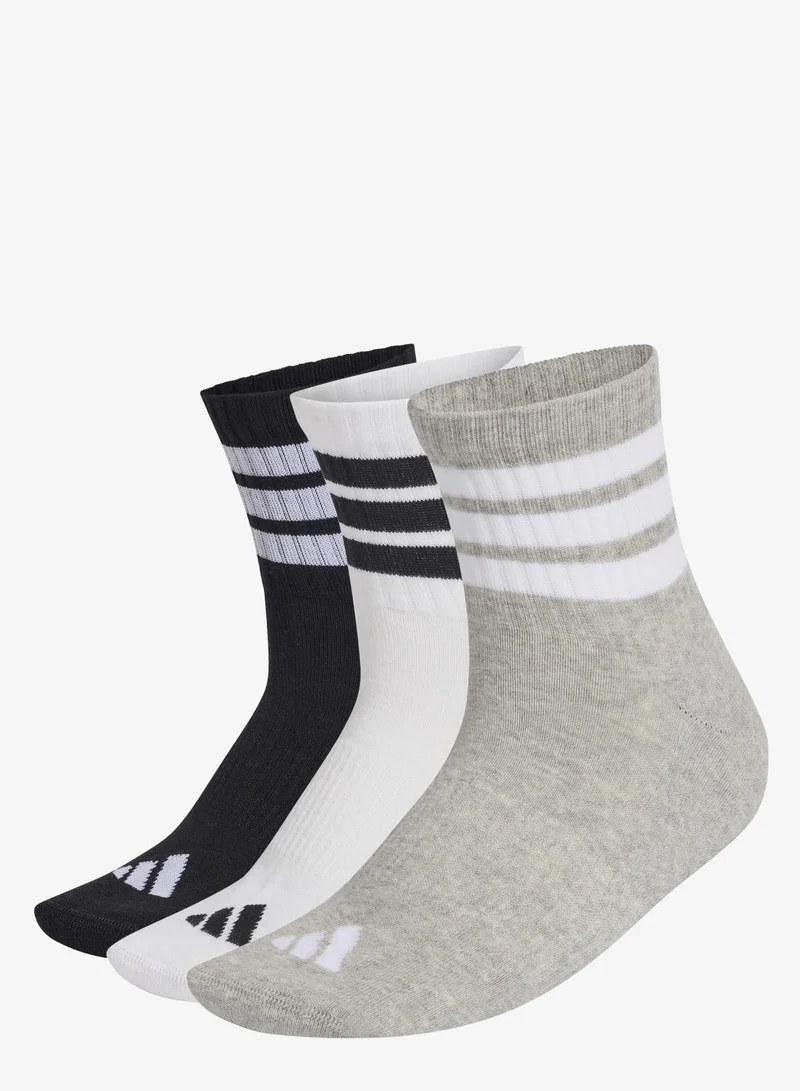 اديداس ثلاثة أزواج من جوارب 3 STRIPES CUSHIONED SPORTSWEAR MID CUT