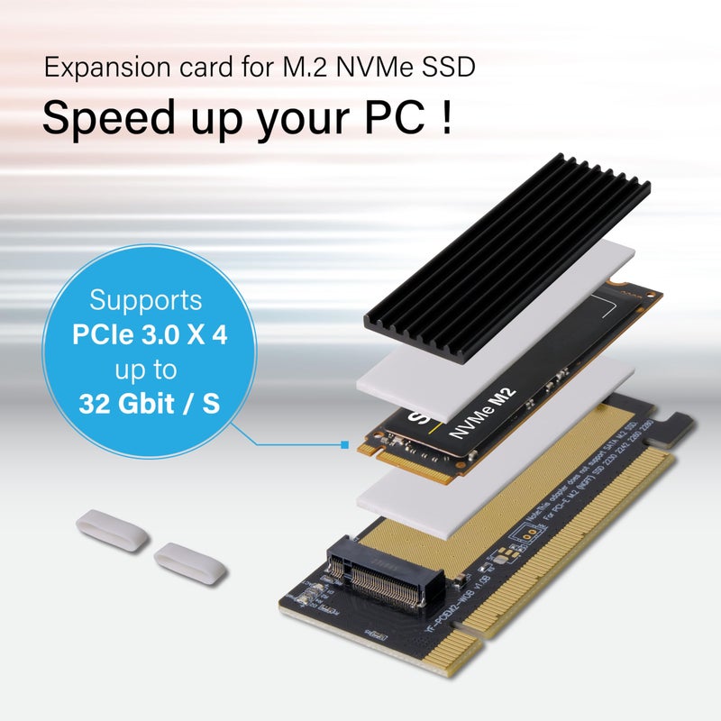 EZDIY-FAB NVME PCIe 4.0 Adapter, M.2 NVME SSD to PCI Express Adapter with Heat Sink, Only Support PCIe x16 Slot,Support M.2 SSD 2230 2242 2260 2280 - Image 3