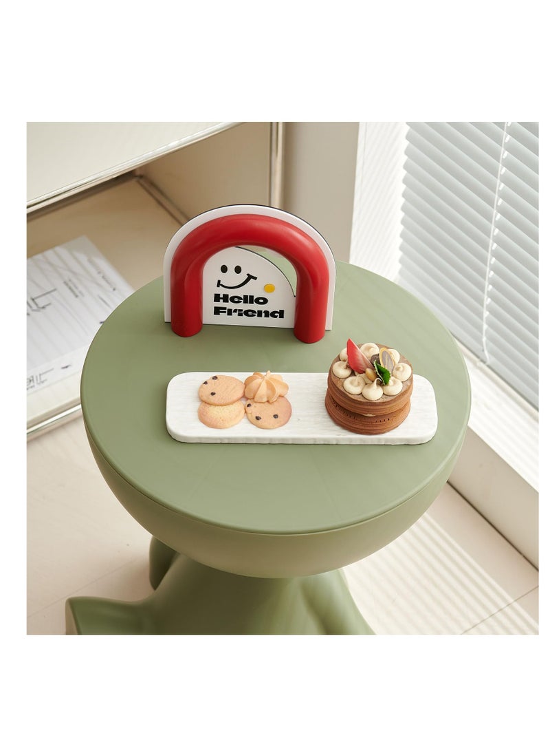 XiuWoo Side Table, Circle Coffee Table, Cute Sofa End Table Nightstand, Small End Table Accent Balcony Office, Modern Bedside Home Decor for Living Room, Bedroom, Small Spaces, Easy Assembly, Green - Image 3