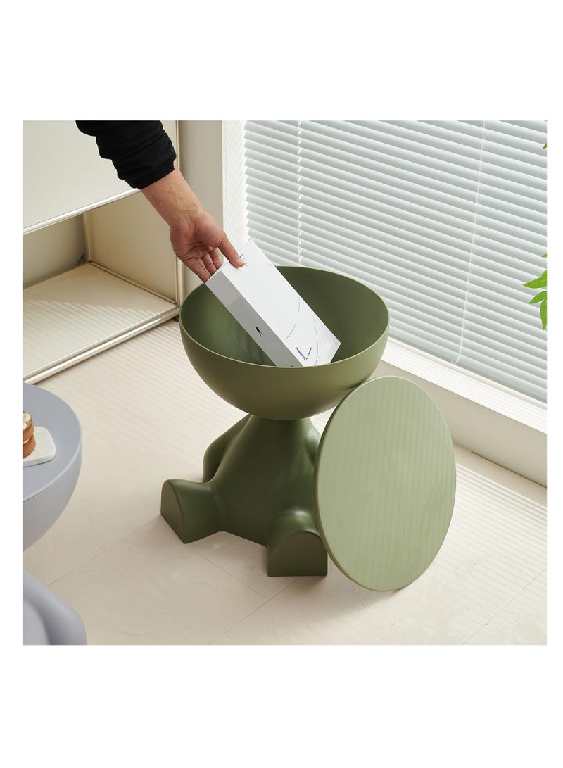 XiuWoo Side Table, Circle Coffee Table, Cute Sofa End Table Nightstand, Small End Table Accent Balcony Office, Modern Bedside Home Decor for Living Room, Bedroom, Small Spaces, Easy Assembly, Green - Image 4