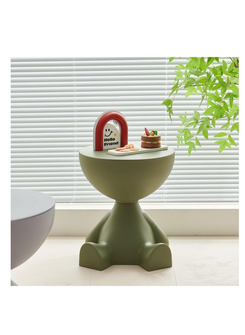 XiuWoo Side Table, Circle Coffee Table, Cute Sofa End Table Nightstand, Small End Table Accent Balcony Office, Modern Bedside Home Decor for Living Room, Bedroom, Small Spaces, Easy Assembly, Green - Image 5