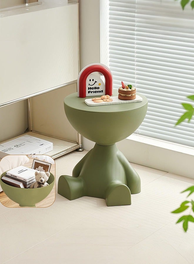 XiuWoo Side Table, Circle Coffee Table, Cute Sofa End Table Nightstand, Small End Table Accent Balcony Office, Modern Bedside Home Decor for Living Room, Bedroom, Small Spaces, Easy Assembly, Green - Image 1