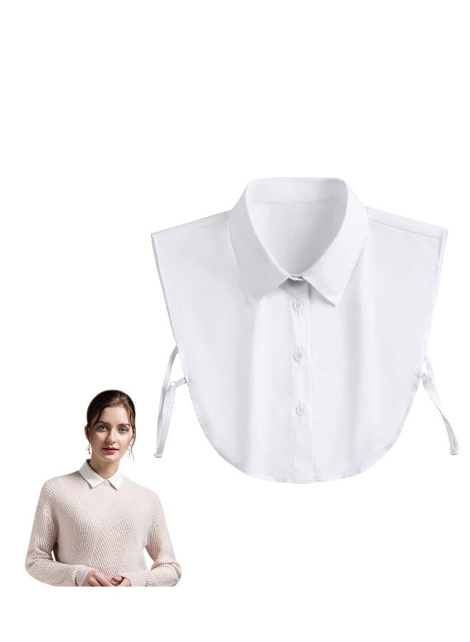 Lady's Fake Collar Half Shirt Blouse Detachable False Collar Joker Shirt Decorative Collar Dickey Collar Cuff Cotton Choker Tie False Lapel Point– White - Image 1