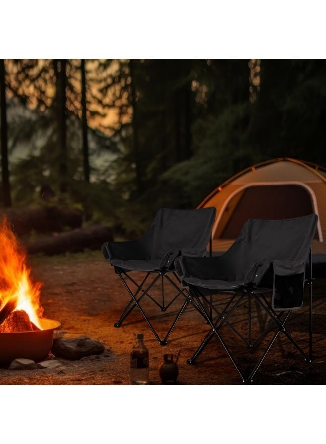 BESTPEAK Portable Folding Camping Chair with Armrests, Heavy Duty Outdoor Beach Chair, Oxford Fabric Fishing Picnic Chair with Carry Bag - Image 3