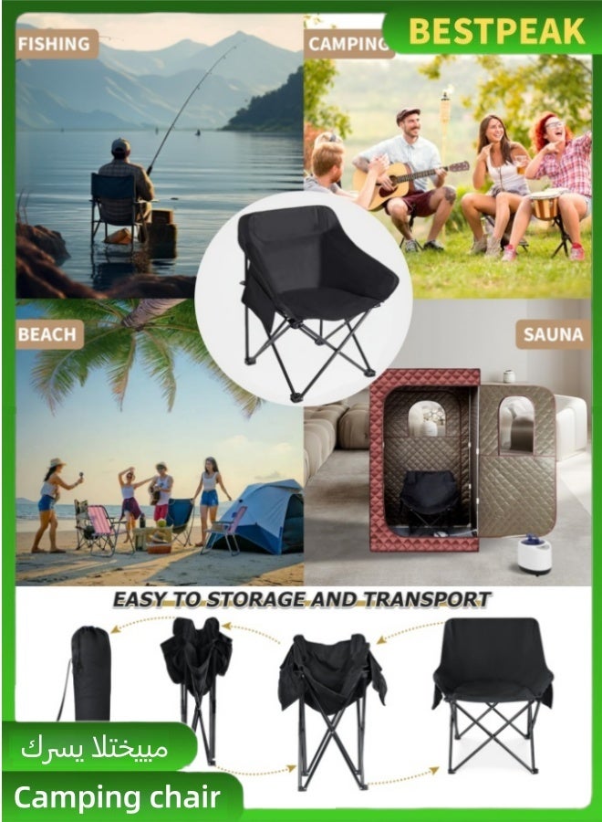 BESTPEAK Portable Folding Camping Chair with Armrests, Heavy Duty Outdoor Beach Chair, Oxford Fabric Fishing Picnic Chair with Carry Bag - Image 1