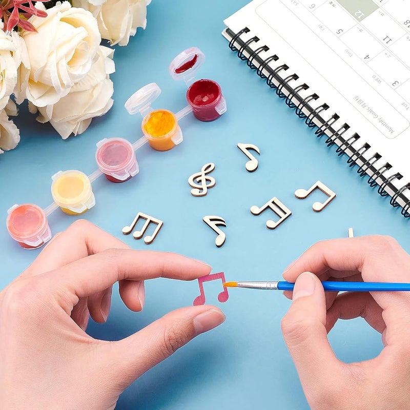 CLITHS 42 Pcs Wood Musical Note Cutouts for DIY Crafts, Home Decor & Music-Themed Projects, 59x39 mm, 2.5mm Thick, Assorted Musical Note Designs - Image 3