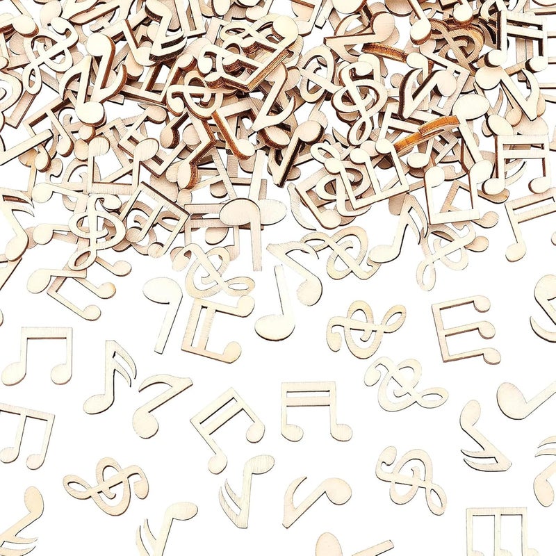 CLITHS 42 Pcs Wood Musical Note Cutouts for DIY Crafts, Home Decor & Music-Themed Projects, 59x39 mm, 2.5mm Thick, Assorted Musical Note Designs - Image 1