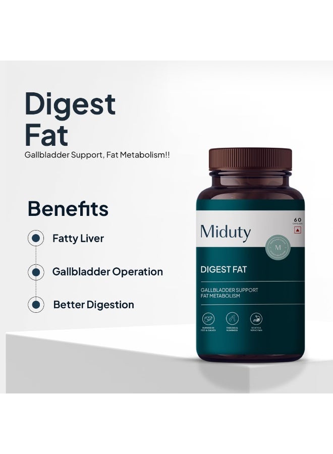 Miduty Digest Fat | Ox Bile 300 mg, Papaya Fruit Powder 100 mg | For Liver Health, Metabolism - Fatty Liver Management - Digestive Enzymes - Gut Health Supplements | 60 Capsules - Image 4