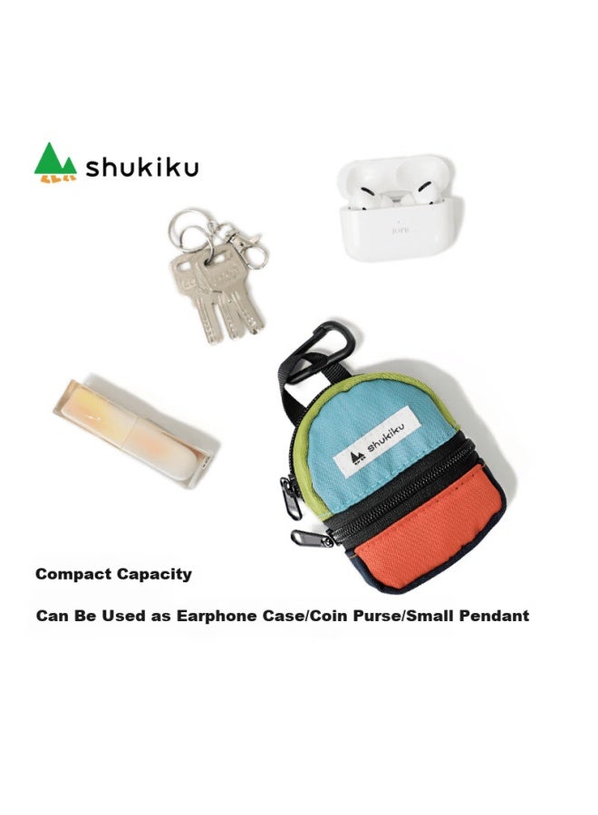 Shukiku Classic Series Dopamine Colorblock Mini Bag Earphone Case Coin Purse Keychain Peach Juice One Size - Image 2