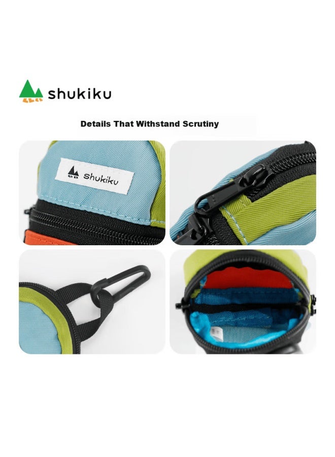 Shukiku Classic Series Dopamine Colorblock Mini Bag Earphone Case Coin Purse Keychain Peach Juice One Size - Image 3