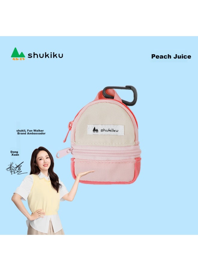 Shukiku Classic Series Dopamine Colorblock Mini Bag Earphone Case Coin Purse Keychain Peach Juice One Size - Image 1