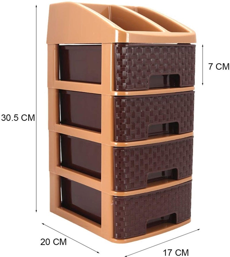 Nakoda Pride 4Tier Plastic Modular Drawer System For Kitchen, Offices, Home, Hospitals, Schools, Doctors, Beauty Parlour, Saloons Colour Bamboo, (21.4 X 17.3 X 37.5) Cm, Dark Brown - Image 3