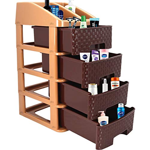 Nakoda Pride 4Tier Plastic Modular Drawer System For Kitchen, Offices, Home, Hospitals, Schools, Doctors, Beauty Parlour, Saloons Colour Bamboo, (21.4 X 17.3 X 37.5) Cm, Dark Brown - Image 2