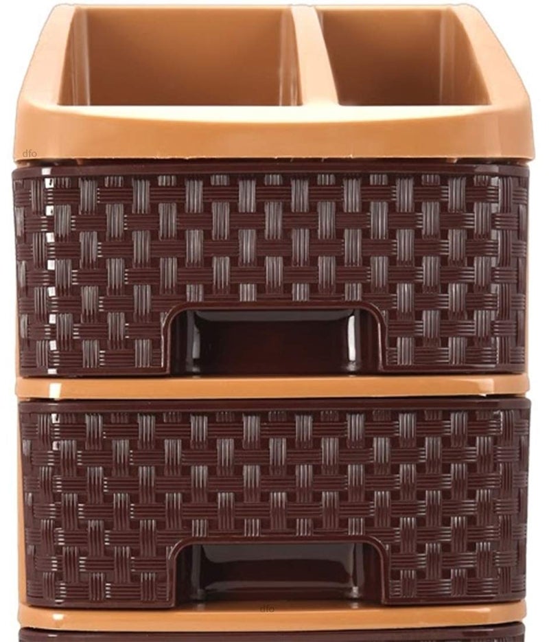 Nakoda Pride 4Tier Plastic Modular Drawer System For Kitchen, Offices, Home, Hospitals, Schools, Doctors, Beauty Parlour, Saloons Colour Bamboo, (21.4 X 17.3 X 37.5) Cm, Dark Brown - Image 4