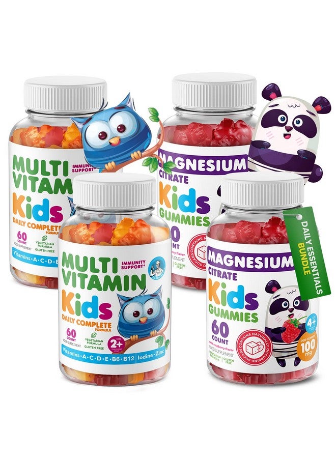 Dr. Moritz د. مورتز حلوى المغنيسيوم للأطفال (60 حبة، عبوتين) وحلوى الفيتامينات المتعددة للأطفال (60 حبة، عبوتين) - لدعم الاسترخاء والصحة - فيتامينات للأطفال - مكمل المغنيسيوم للاسترخاء - Image 1