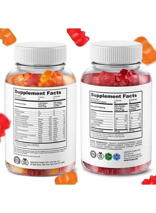 Dr. Moritz د. مورتز حلوى المغنيسيوم للأطفال (60 حبة، عبوتين) وحلوى الفيتامينات المتعددة للأطفال (60 حبة، عبوتين) - لدعم الاسترخاء والصحة - فيتامينات للأطفال - مكمل المغنيسيوم للاسترخاء - Image 2