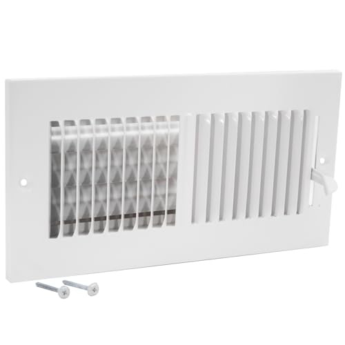 EZFLO 10 x 4 Inch Duct Opening Air Vent Cover for Wall or Ceiling TwoWay Ventilation Register Solid Steel HVAC Register Cover White 61609