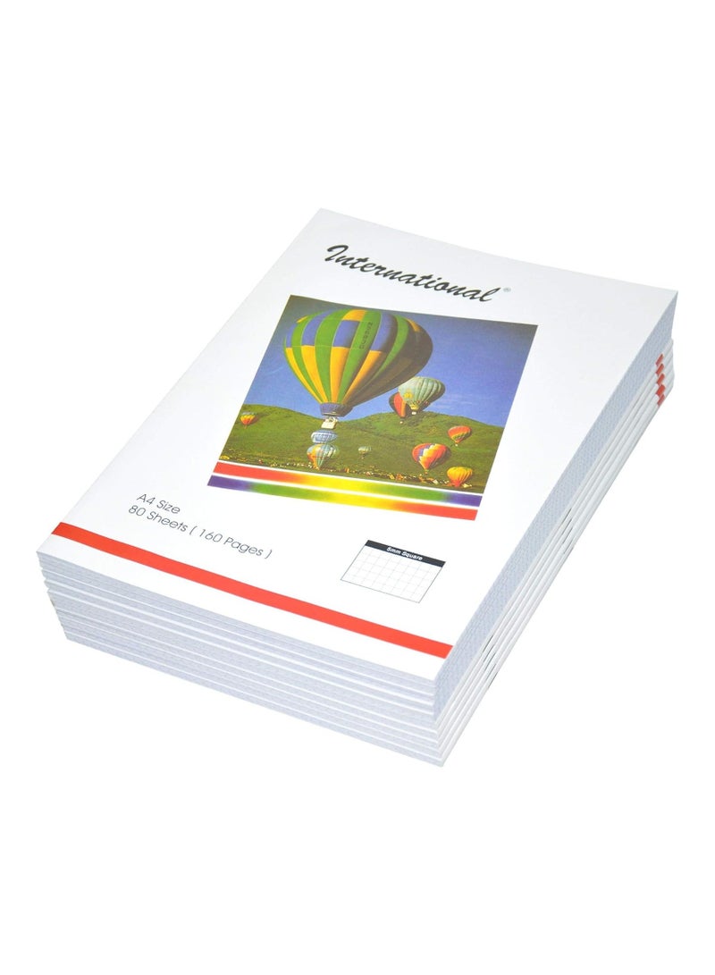 FIS دفاتر تمارين دولية، مربعة 5 مم، 160 صفحة، عبوة من 10 قطع، مقاس A4 - FSEB5A4INT80 - Image 1