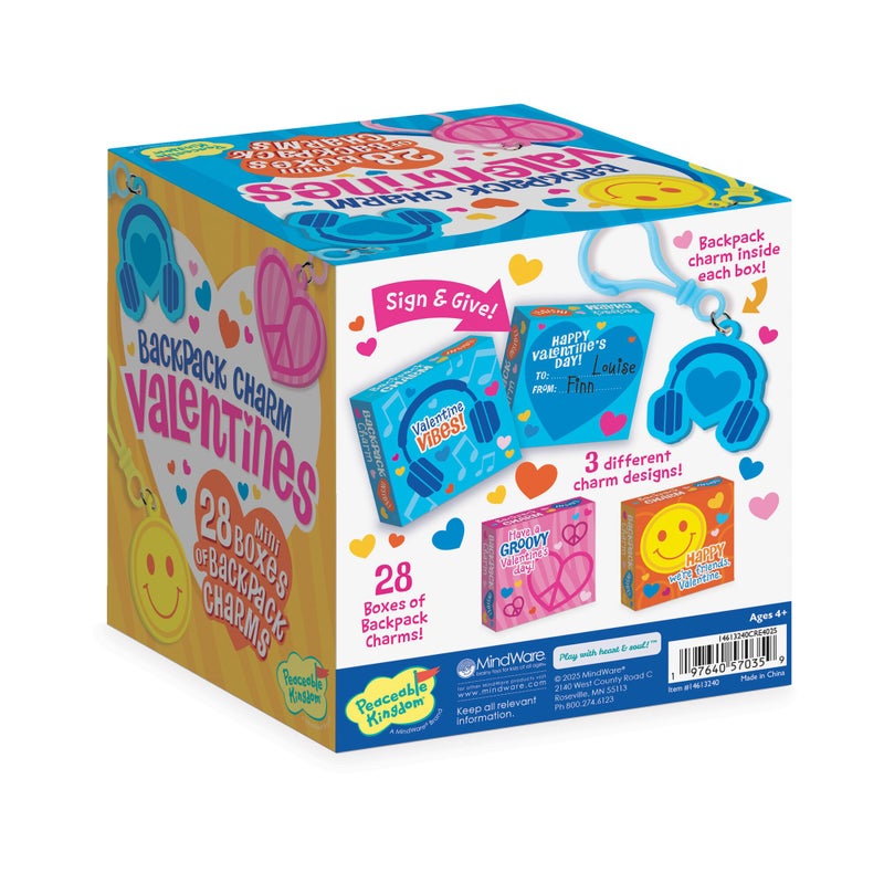 Peaceable Kingdom Valentines Box for Kids, Valentines Day Box Kit for Valentines Cards for Kids Classroom - Backpack Charm Valentines - Image 2