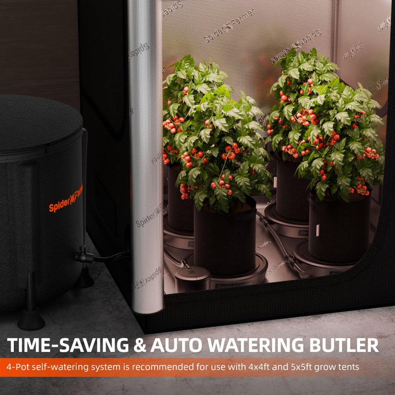 Spider Farmer Gravity-Fed Self-Watering System, 4-Pack Auto Watering System with 13 Gallon Reservoir, 4 Fabric Pot Base for Indoor Plants, Grow Tents, Greenhouses - Image 5