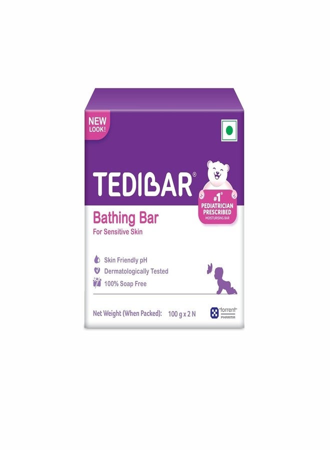 Tedibar Moisturising Baby Bathing Bar Each (100gx2) with Skin Friendly PH|100% Soap Free | Dermatologically Tested x Pack of 3 - Image 2
