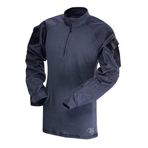 Tru-Spec T.R.U. 1/4 Zip Combat Shirt, Men's Tactical Long Sleeves - 65/35 Polyester Cotton Rip-Stop Fabric, Navy - Small - Image 1