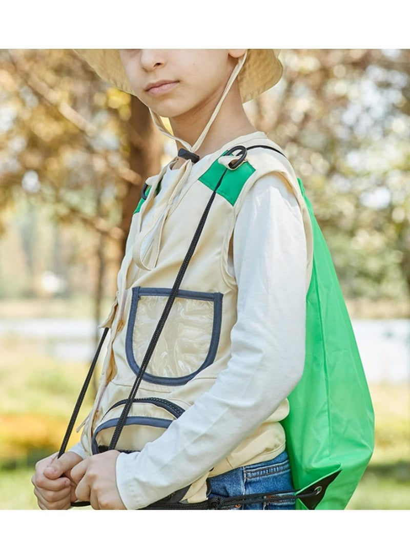 Explorer Costume dress up Explore Outdoor Adventure Kit For Young Kids, Cargo Vest And Hat Set,For Wilderness Roleplay!Suitable for 100-140cm - Image 3