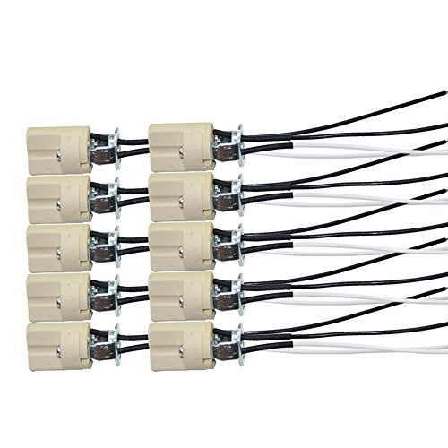 EMNOOTI G9 Socket,Ceramic G9 Bulb Lamp Holder,G9 Bi-Pin Light Socket with Wire for G9 Base Halogen Incandescent LED House Hold Light Bulb (10-Pack) - Image 1
