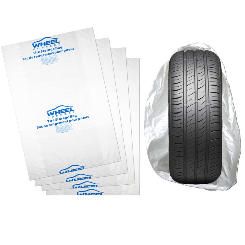 WHEEL CONNECT Tire Storage Bags Made of Polyethylene LDPE Plastic ExtraLarge 44X48H White Pack of 4pcs XLarge
