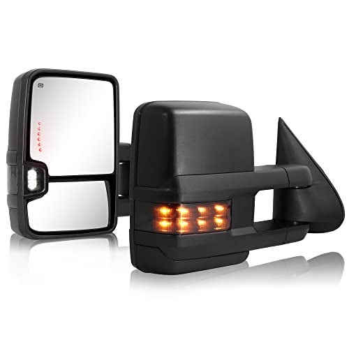 Sanooer Towing Mirror for Silverado Sierra - Compatible with 1999-2002 Chevy Silverado GMC Sierra Tow Mirror with Power Adjusted Heated Glass Turn Signal Light Backup Lamp Side Mirror Extendable Pair - Image 1
