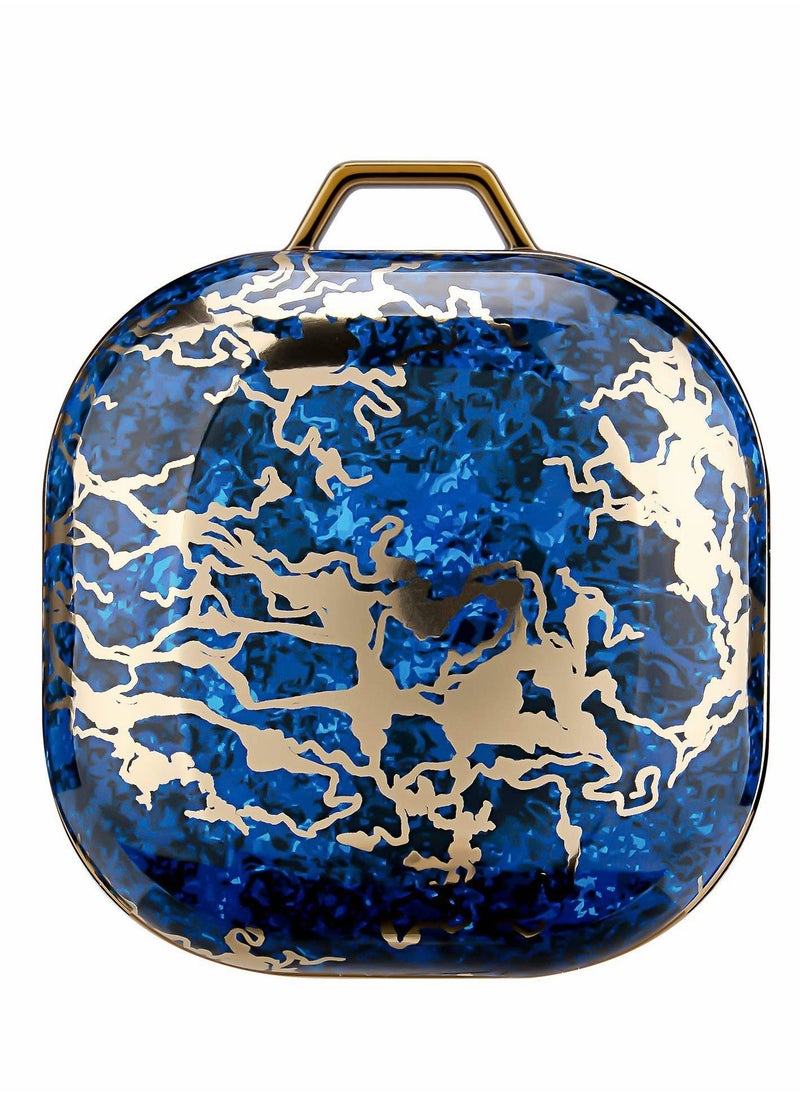 Excefore Case for Galaxy Buds Live(2020)/Buds Pro (2021) /Buds 2(2021), Marble Full Body Protection Hard Cover with Printing Designs-Blue/Gold Marble  - Image 2