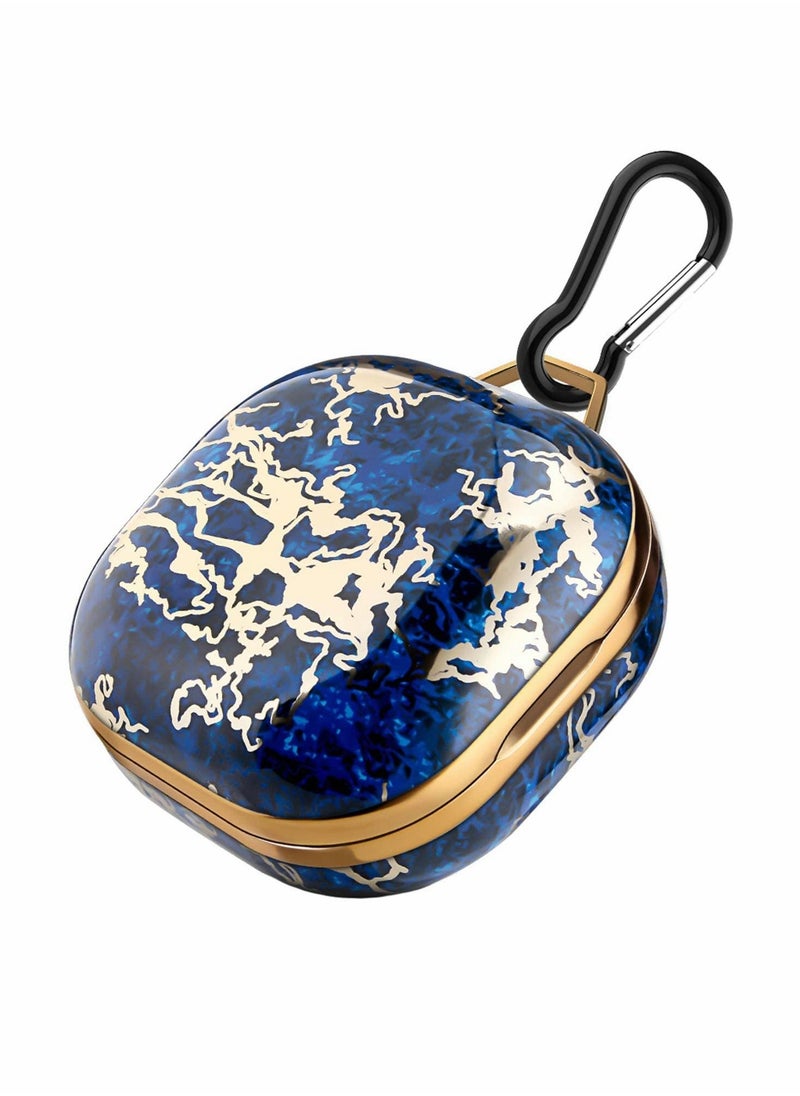 Excefore Case for Galaxy Buds Live(2020)/Buds Pro (2021) /Buds 2(2021), Marble Full Body Protection Hard Cover with Printing Designs-Blue/Gold Marble  - Image 1