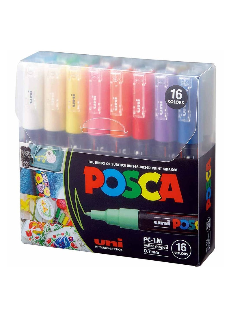 POSCA Tapered Tip 16 Colors Extra Fine Paint Markers 0.7mm  - Image 1