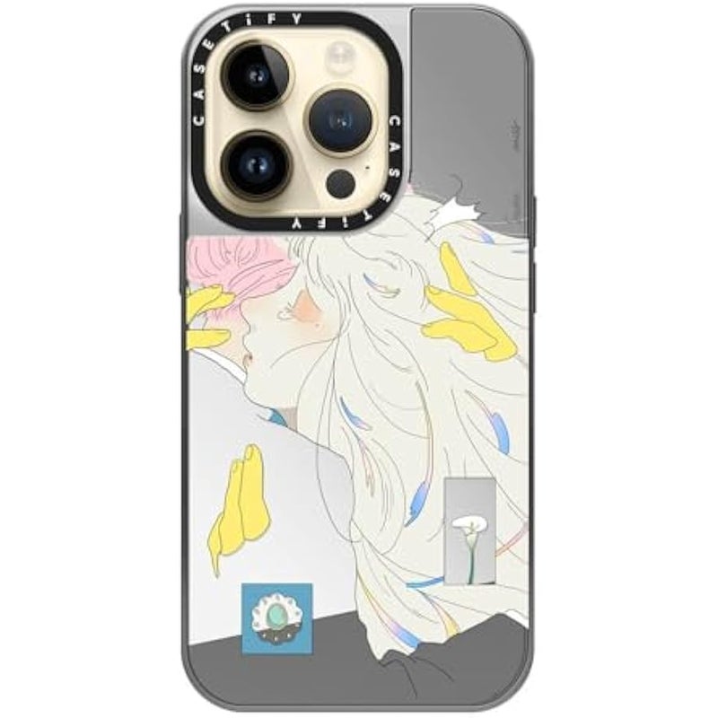 Casetify Mirror Case for iPhone 14 Pro Compatible with Magsafe - A Hug by SAITEMISS - Silver on Silver - Image 4