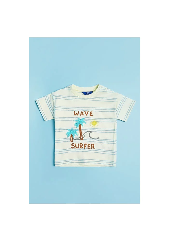 R&b Printed T-Shirt with Crew Neck and Short Sleeves