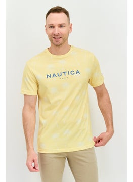 Men Crew Neck Short Sleeve Brand Logo T Shirt, Yellow Combo