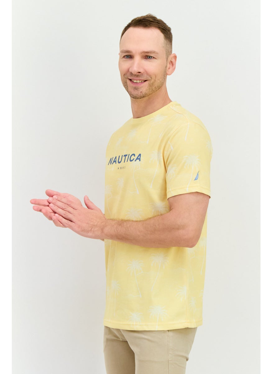 NAUTICA - Men Crew Neck Short Sleeve Brand Logo T Shirt, Yellow Combo - Image 1
