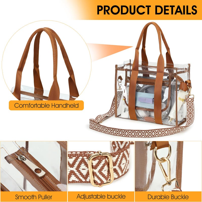 getgto Clear Bags for Women Tote Bag, Crossbody Bag, Stadium Approved Clear Purse for Sports Events, Concert, Work & Beach - Image 5