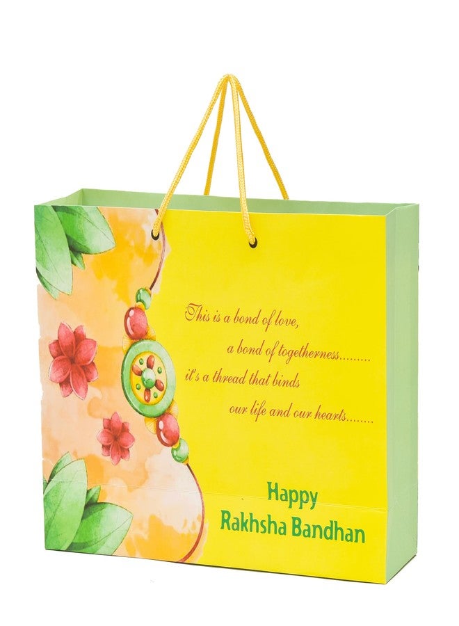 PPJ ® -HAPPY RAKSHA BANDHAN (5 Pcs.) (RAKHI PAPER BAGS) PAPER CARRY BAG, 10 Inch X 14 Inch X 4 Inch for RAKHI FUNCTION//RETURN GIFTS (Pack of 5) - Image 1