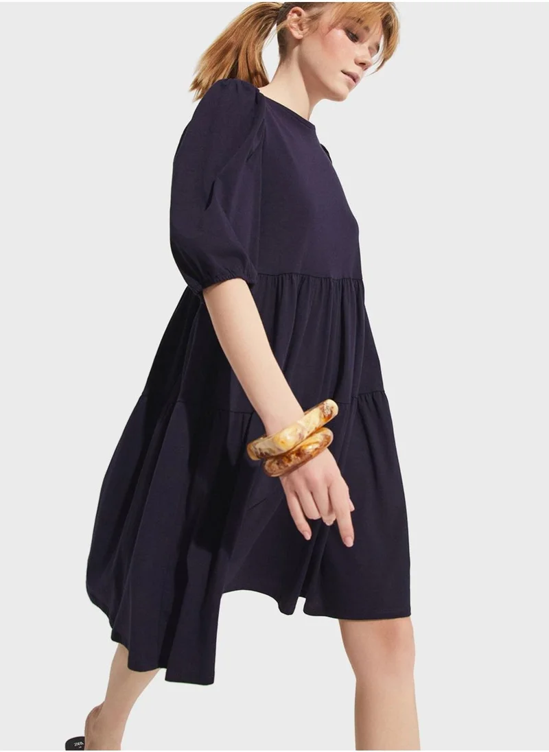 JUNE Tiered Poplin Dress
