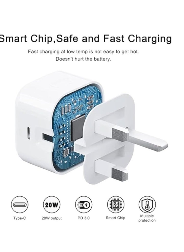 RaboS محول طاقة USB-C بقوة 20 وات أصلي مع كابل لايتنينج لهاتف iPhone  - Image 3