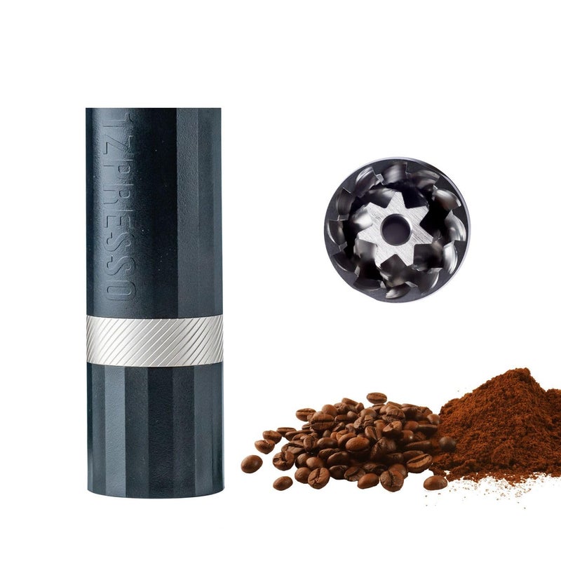 1ZPRESSO مطحنة قهوة يدوية 1Zpresso Q Air - أسود، بحجم صغير مناسب للسفر، تناسب في المكبس، مطحنة مخروطية من الفولاذ المقاوم للصدأ، إعداد قابل للتعديل رقمي لصب القهوة، فرنش بريس، قهوة باردة. - Image 1