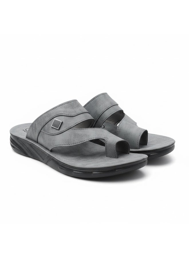 سليبررجالي جلد رمادى – تصميم عصري مريح بخامة عالية الجودة ونعل طبي مبطن – مثالي للاستخدام اليومي والمشاوير - Image 2