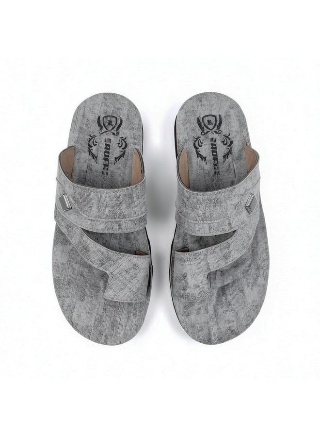 سليبررجالي جلد رمادى – تصميم عصري مريح بخامة عالية الجودة ونعل طبي مبطن – مثالي للاستخدام اليومي والمشاوير - Image 5