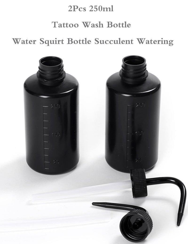 HOOMBOOM 2Pcs Tattoo Wash & Watering Bottle 250ml | 8oz Squirt Black - Image 2