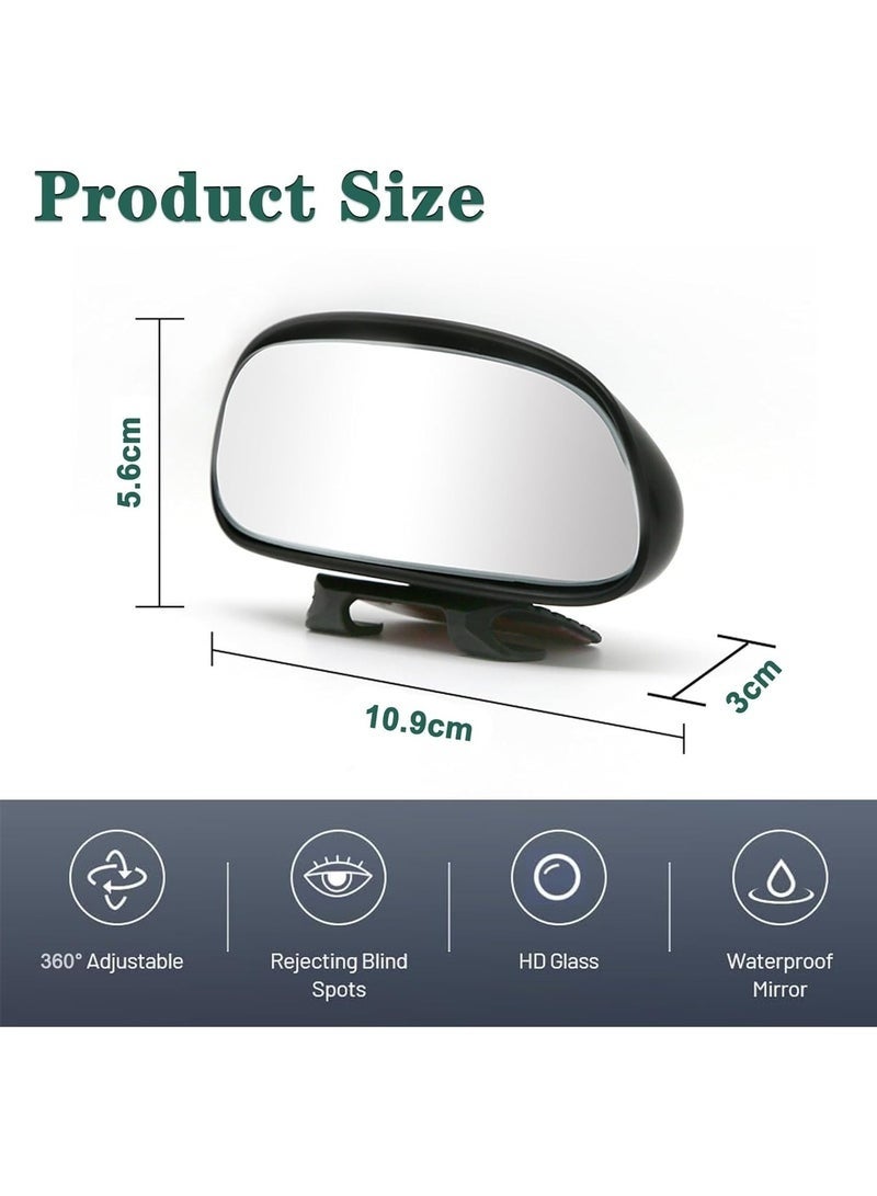 Car Blind Spot Mirror Adjustable 360 Degree Rotation Angle Car Auxiliary Convex HD Glass Side Exterior Rearview Mirror with Snap Way Clip On and Sticker Universal for Auto Cars Truck SUVs - Image 2