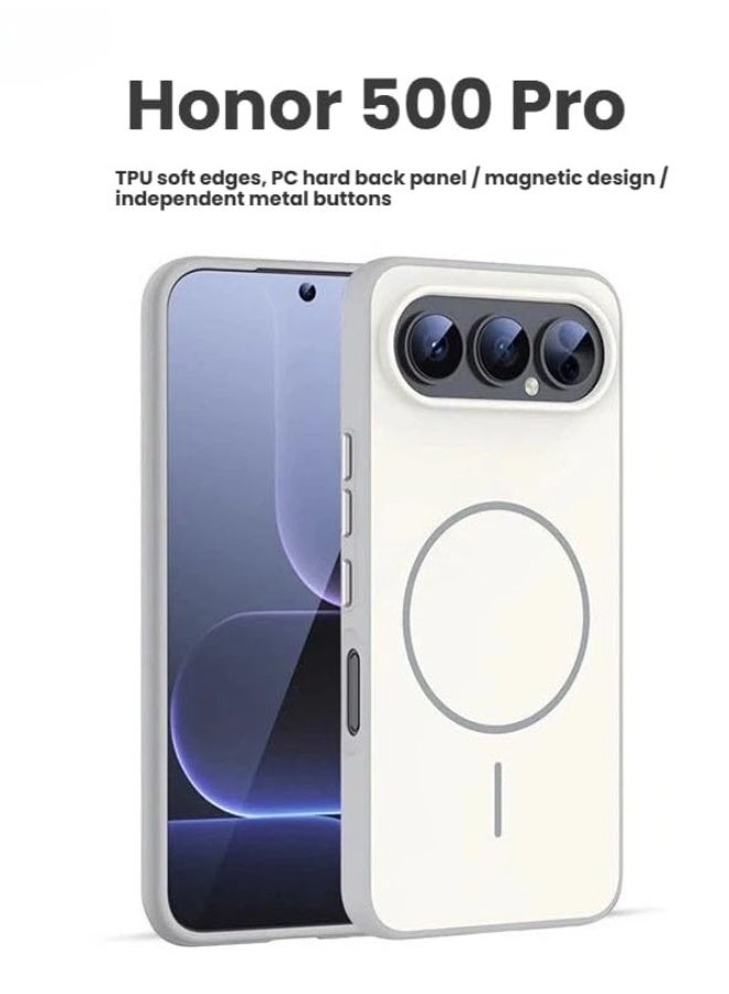 عام غطاء مغناطيسي متوافق مع هونور 500 برو 5G، خلفية هاتف صلبة للشحن اللاسلكي، تصميم ألوان مقطعة بملمس جلدي وإطار واقي. - Image 2